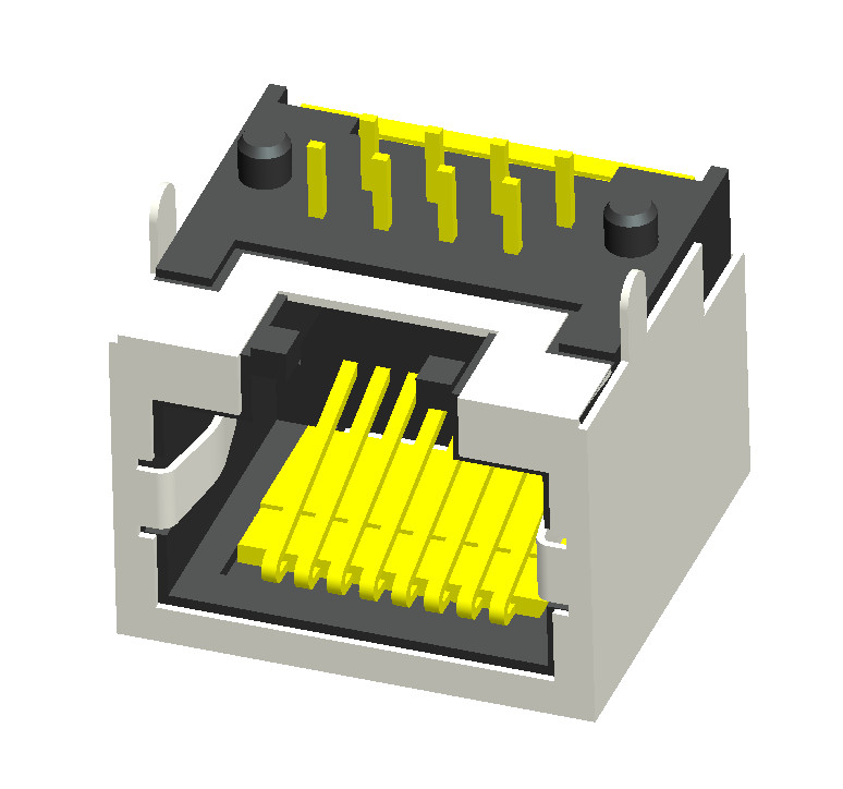 Miniature RJ45 connector shielded, 90 degree DIP H=11.00mm_RJ11/RJ45