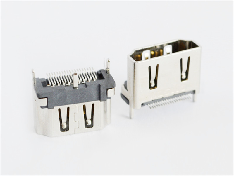 HDMI Connector, Receptacle, Type A, Vertical Angle,,19 Position, SMT