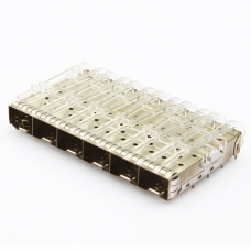 SFP+ 1X6 Cage, With Light Pipe, EMI Springs