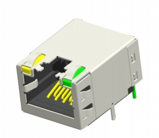 RJ45 模块式连接器/以太网连接器 8P8C, 90度 CAT6A, Shield, With LEDs
