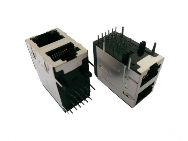 2X1 Stacked RJ45 Jack With 1000Base transformer and light Pipe_STACKED ...