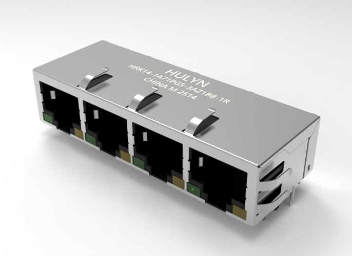 RJ45 connector 1x4 with light+gigabit transformer, with POE+_RJ45 Jack ...