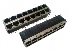 2X8 Stacked RJ45 Modular Jack With Transformer 1000BASE