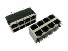 2X4 Stacked RJ45 Jack With transformer and bicolor LEDs