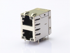 2X1 Stacked RJ45 Jack With 1000Base transformer and LEDs 