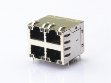 Stacked 2x2 Gigabit  RJ45 Jack With transformer and bicolor LEDs