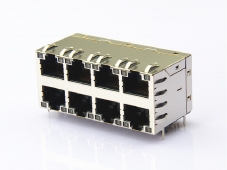 2X4 Stacked RJ45 Jack With transformer and bicolor LEDs